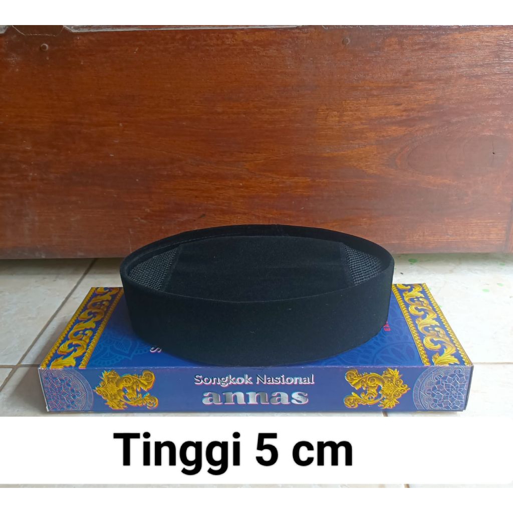 Songkok Hitam Pendek Peci Pendek 5 cm, 6 cm Kopiah Pendek Ceper