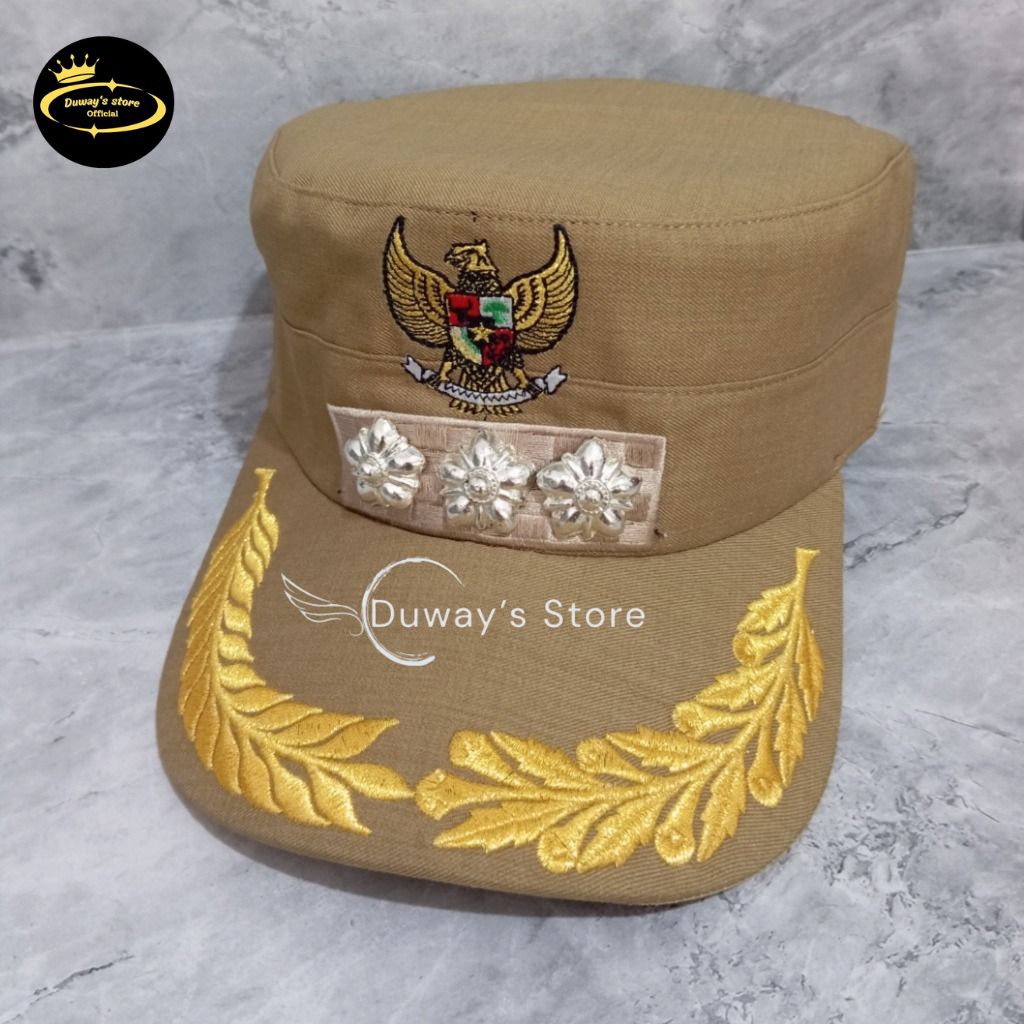 Topi Komando Camat Khaki Free Nama | Topi Camat Komando | Topi Camat | Perangkat Camat | PNS | ASN