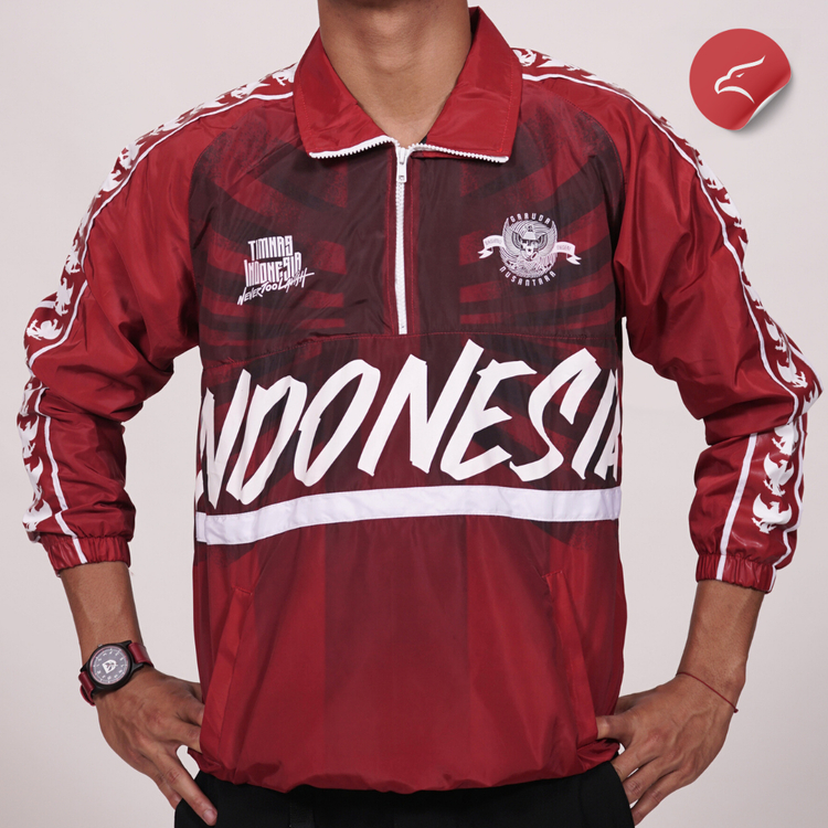 Garuda - Timnas x Never Too Lavish Jacket WindBreaker Half Zipper Red