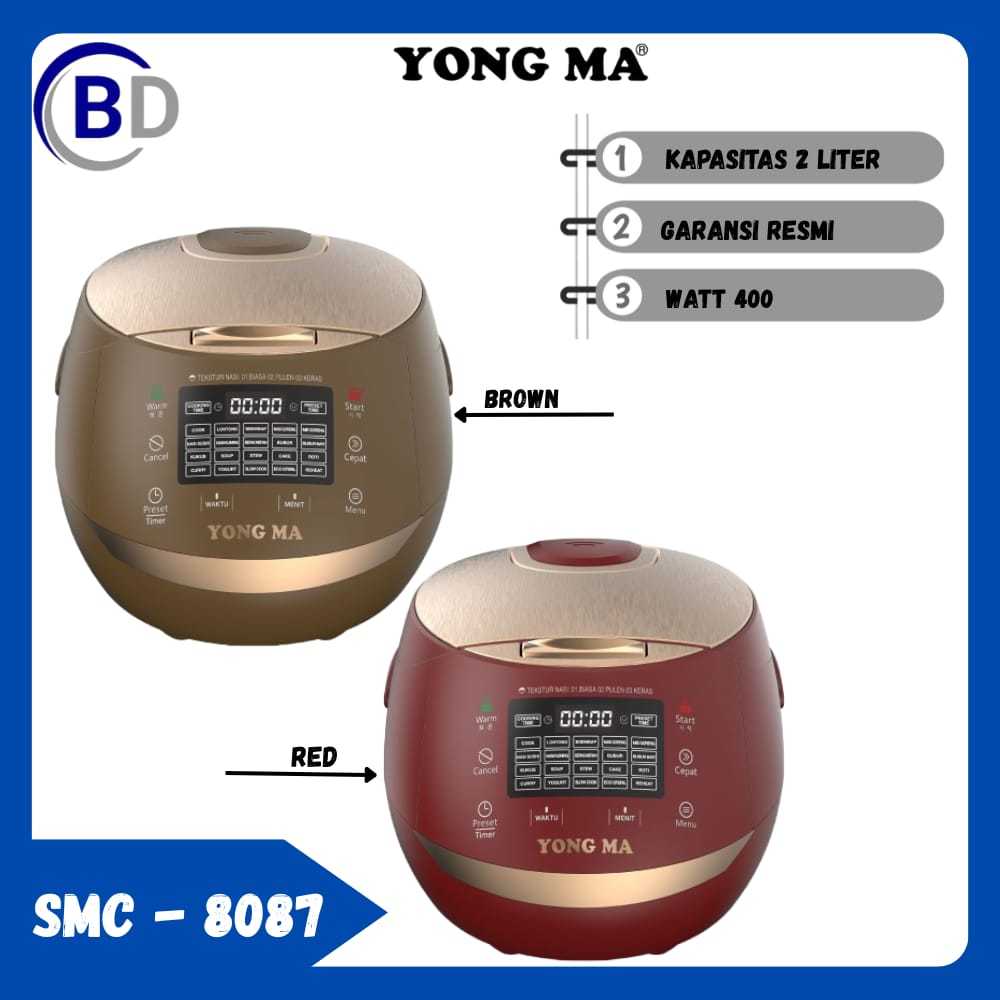 Rice Cooker Yong Ma Inner Pot Gold Ceramic 2 Liter SMC8087
