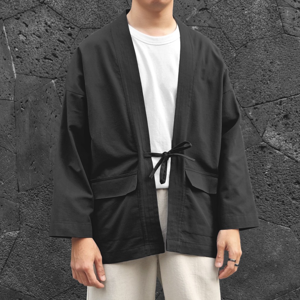 UFORMELL Shinoda Oversized Casual Kimono Black [ Kimono Casual Pria ]