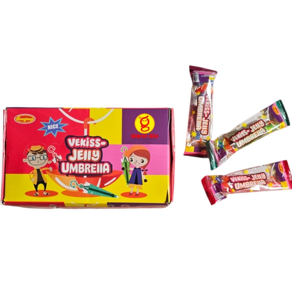 

Permen Jeli Aneka Rasa Bentuk Payung Vekiss Jelly Umbrella Ranjani Box isi 30 pcs