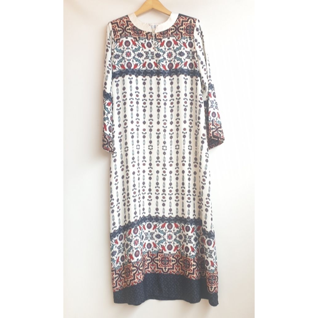 Abaya Motif Warna Etnik Mewah Araban Arab Saudi Long Dress Bohemian Bunga Geometris Like New Prelove