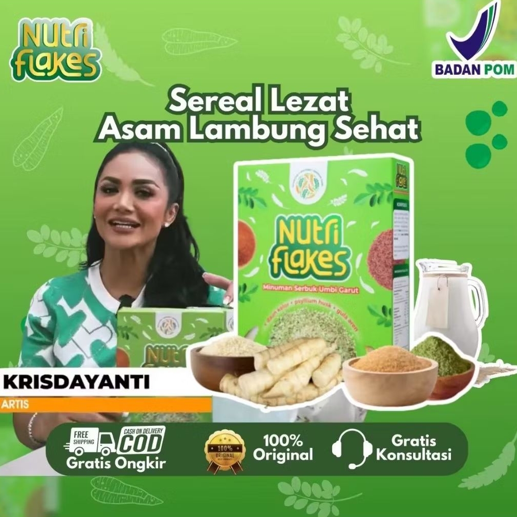 

NUTRIFLAKES | SEREAL SEHAT ATASI ASAM LAMBUNG | UMBI GARUT, MORINGA, & SUSU ETAWA | 100% ALAMI / UMBI GARUT / DAUN KELOR / SUSU KAMBING ETAWA / OAT / MAKANAN SEHAT/ NUTRI FLAKES