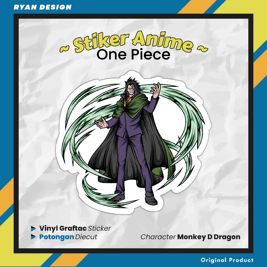 

Sticker Anime One Piece Monkey D Dragon Stiker Laptop Case Hp Ukuran 5 Cm