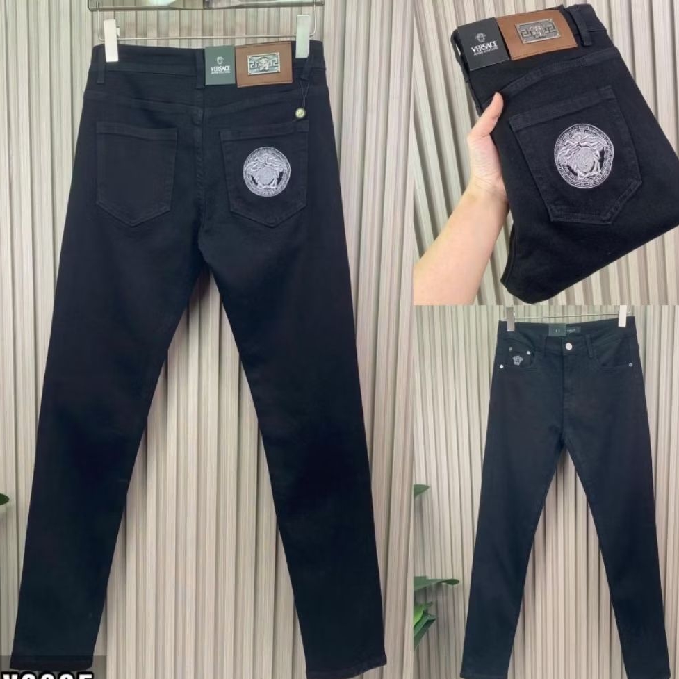 Celana panjang jeans pria VR7740 hitam celana jeans branded miror