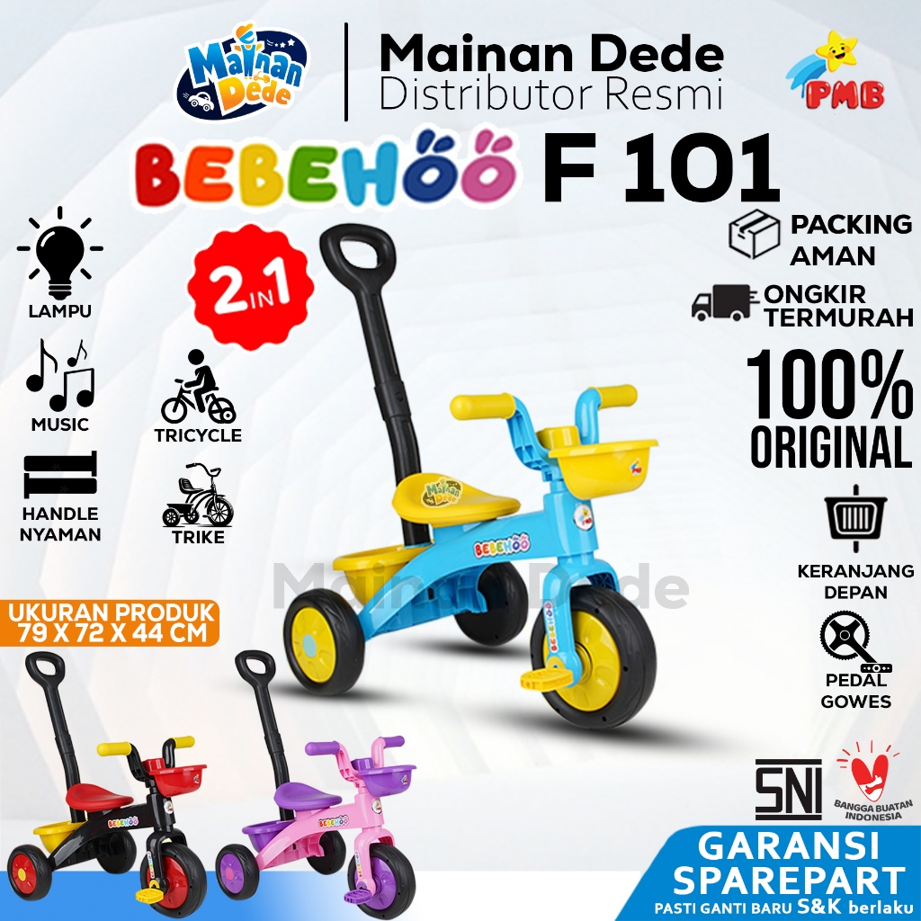 Sepeda Anak Tiga Roda 2 in 1 PMB IORA F-101 TRICYCLE BEBEHO MURAH