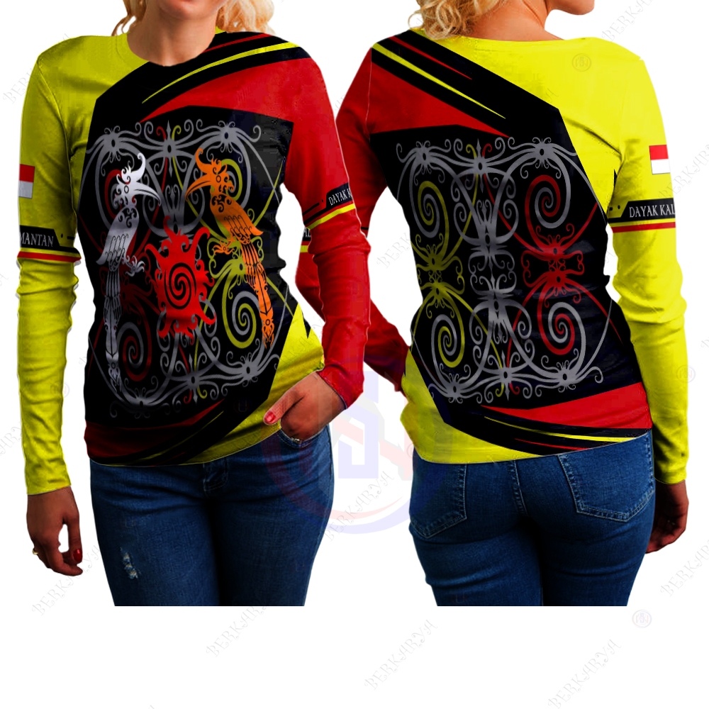 Baju Jersey Batik Dayak Kalimantan /Kaos Wanita Motif Batik Kalimantan /Kaos Baju Batik Wanita Keren