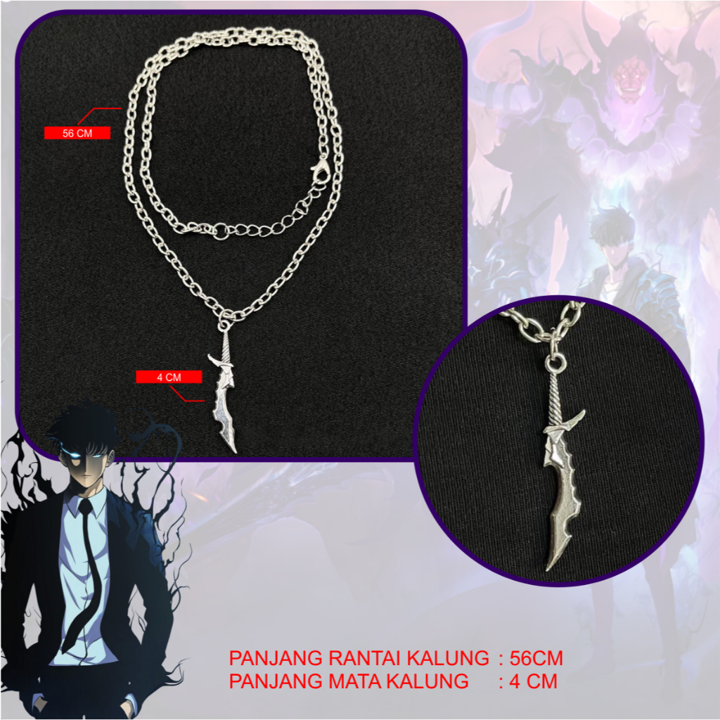 Kalung Sung Jinwo - Solo Leveling Anime Manga Premium Necklace Aksesoris Leher Acc Kawaii Wibu Otaku