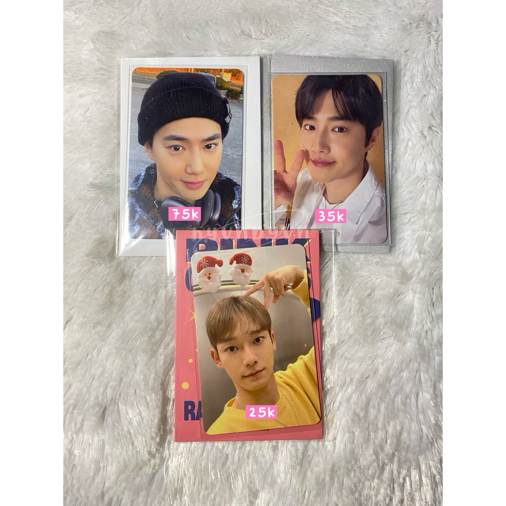 Photocard suho lucky card anniversary fortune scratch chen pink christmas