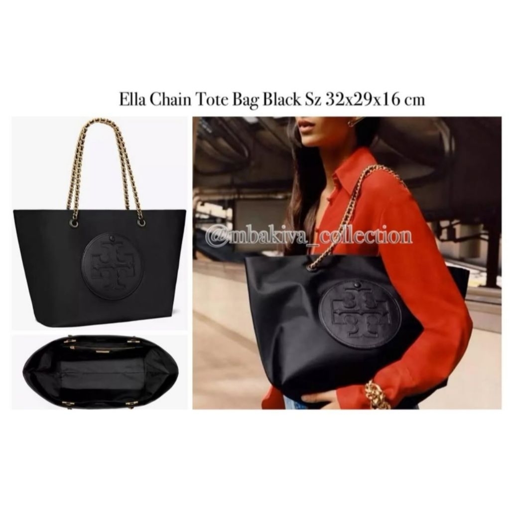 TB Ella Chain Tote Bag Black