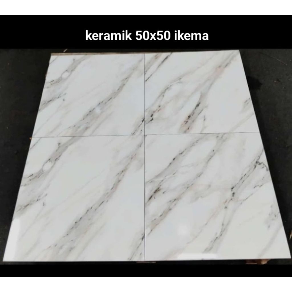keramik ukuran 50x50 putih glossy motif