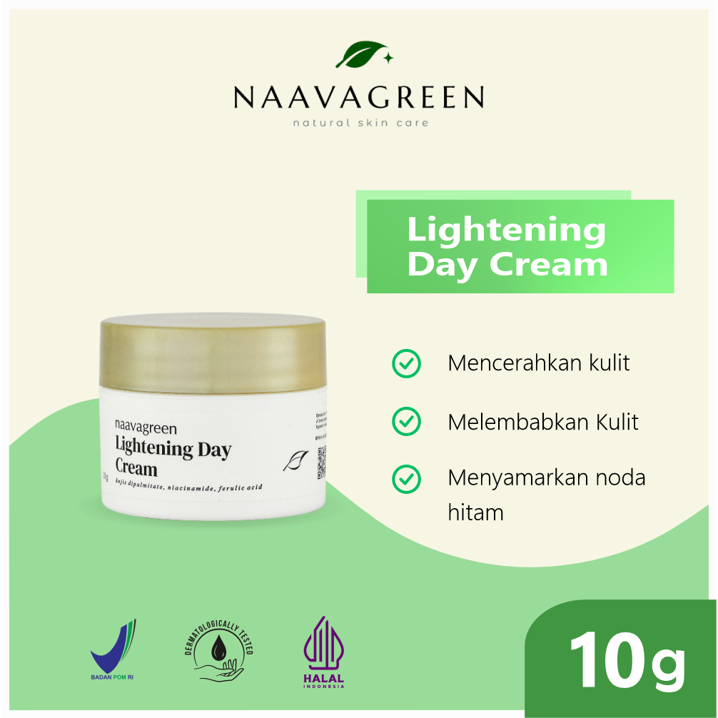 Naavagreen Lightening Day Cream - KRIM PAGI PENCERAH - Pelembab Wajah - ANTI FLEK