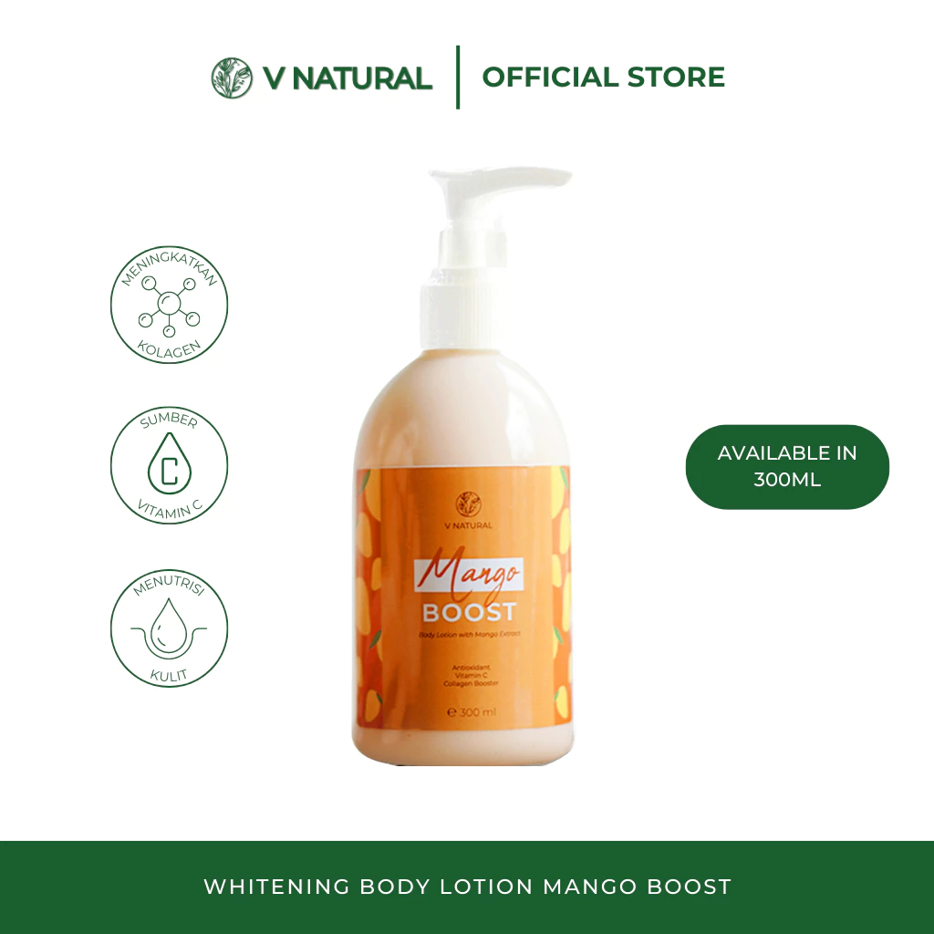 AFWA BEAUTY | VNatural / V Natural Whitening Body Lotion Mango Boost Ekstrak Mangga 300ml (official-