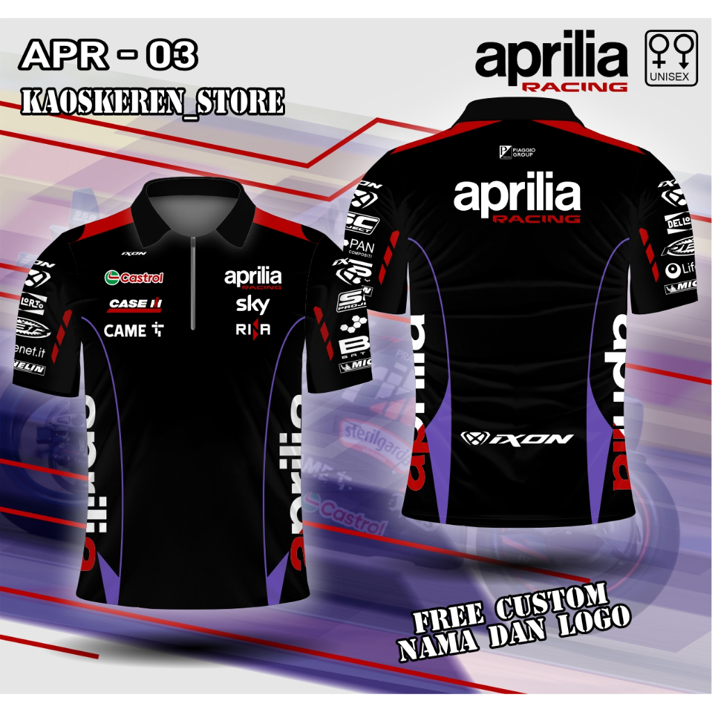 jersey team aprilia kerah polo baju gp crew aprilia kaos gp aprilia free custom