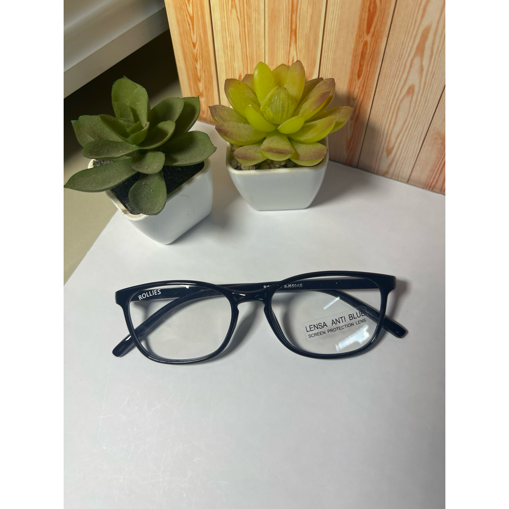 Kacamata Fashion bening Frame hitam lensa bening pria wanita