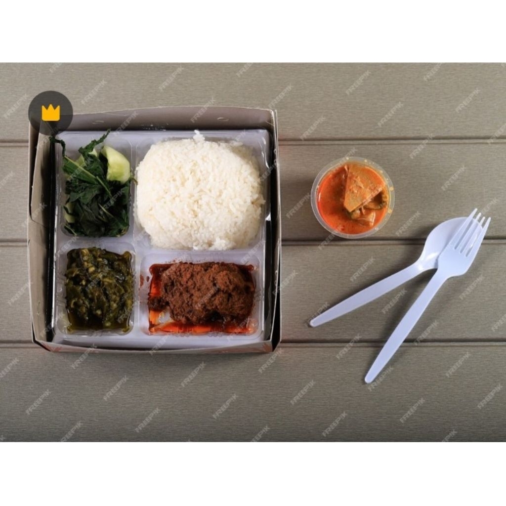 

nasi box/kotak daging rendang