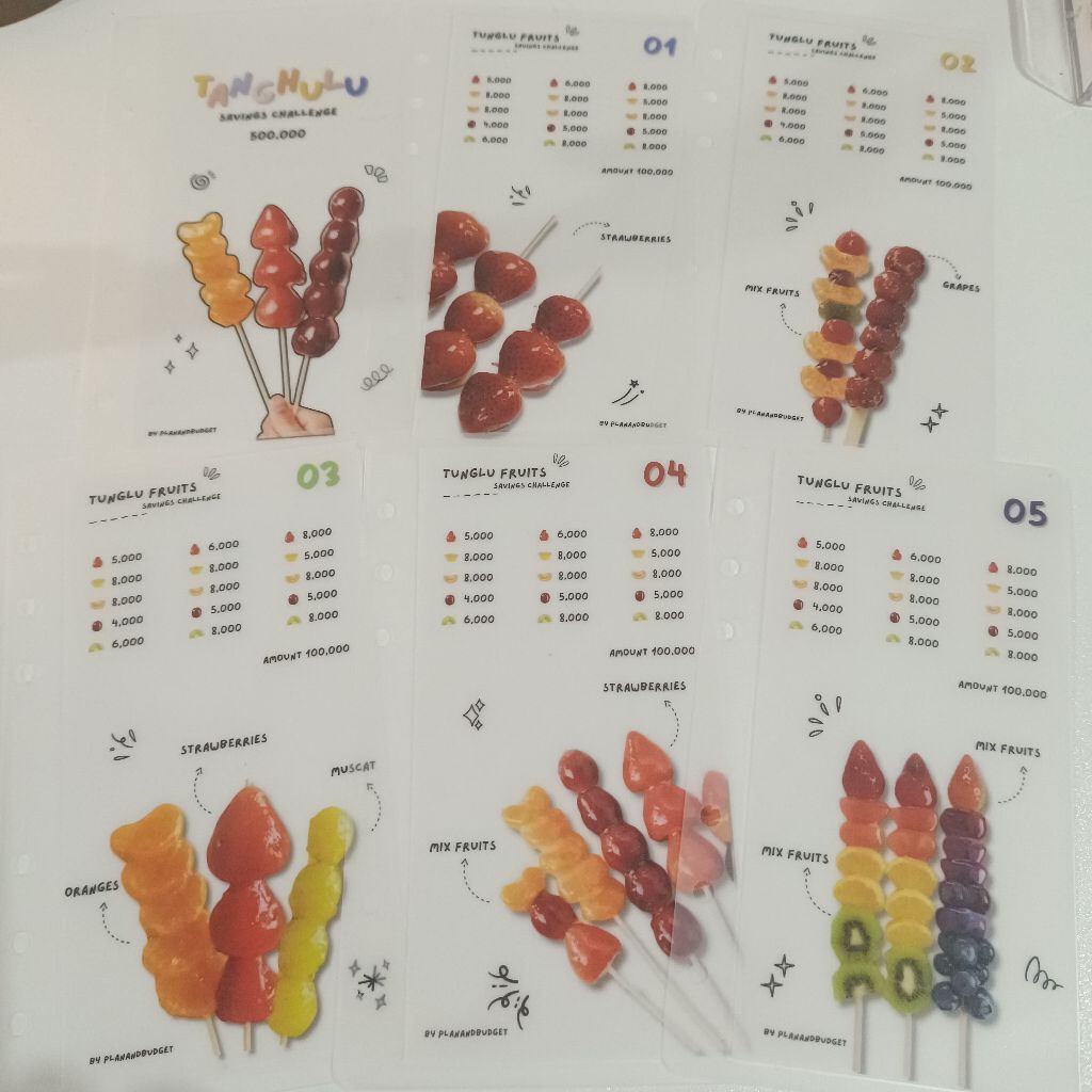 

Cash envelope tanghulu saving challenge size A6 | Amplop menabung laminasi