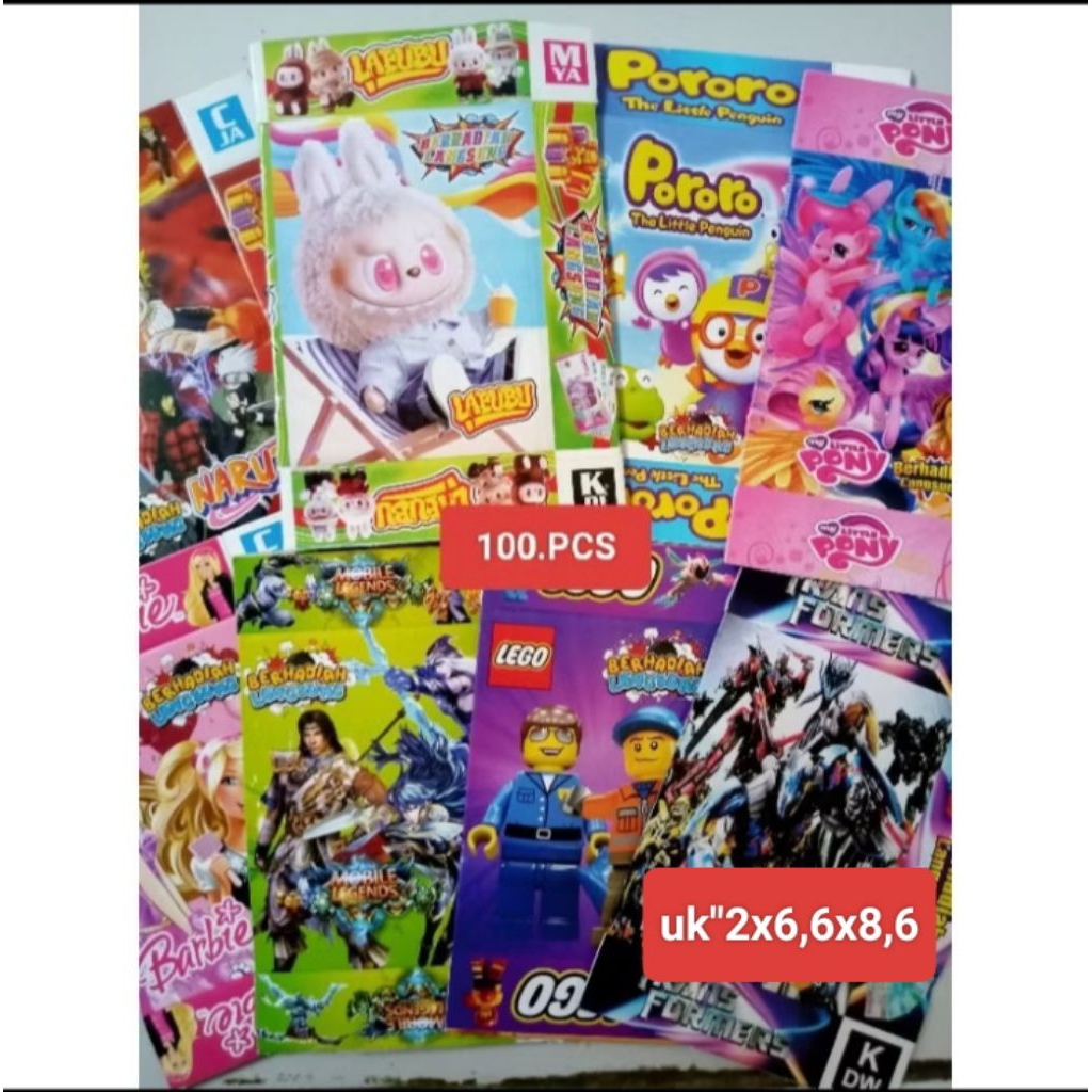 

100pcs X KOTAK KADO KARAKTER kosongan uk"2x6,6x8,6