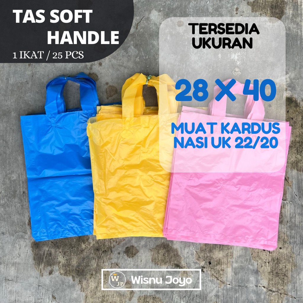 Tas Kresek Plastik Soft Handle Warna Ukuran 28x40 Bisa Untuk Kardus Nasi Uk 20 dan 22