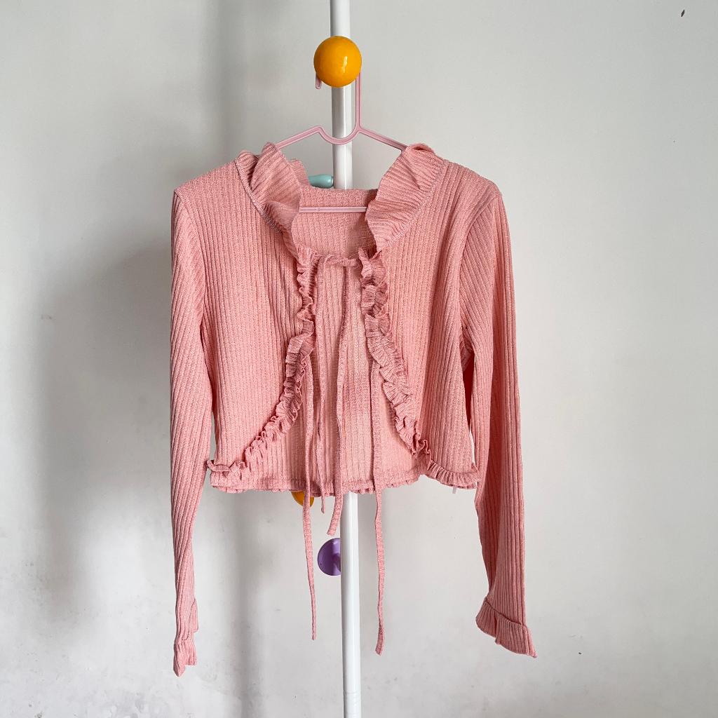 Ruffle Pink Cadigan