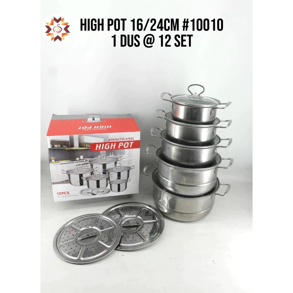 Panci Stainless Steel 5 Susun/ Panci Kukus Set Stainless Steel/ Dandang Stock Pot/ Panci Multifungsi