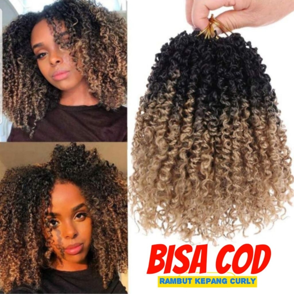 Rambut Sulam Curly Rambut Sambung Ikal Rambut Extension Keriting Marley Hair