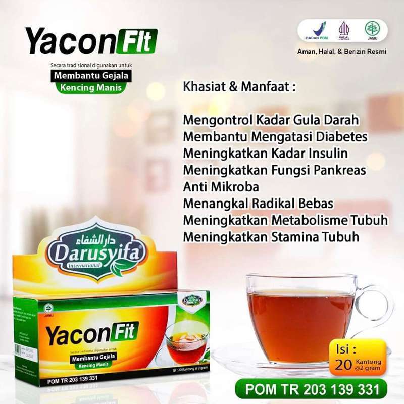 

Teh Celup Yacon Fit Darusyifa Teh Insulin Yaconfit Untuk Diabetes dan Kencing Manis - 20 Kantong