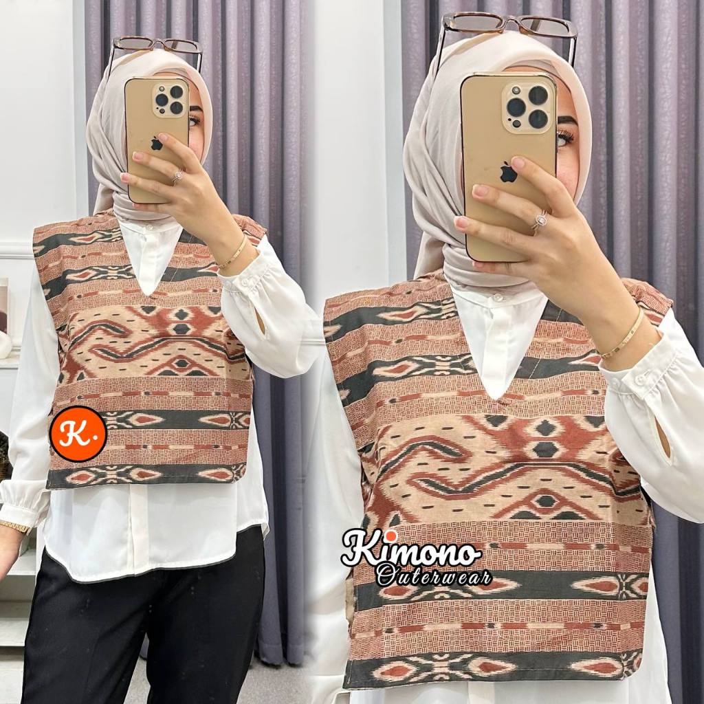 VEST BATIK WANITA MODERN ETNIK ROMPI OUTER KATUN PREMIUM || ATASAN VEST BATIK PRIA WANITA EKSLUSIF