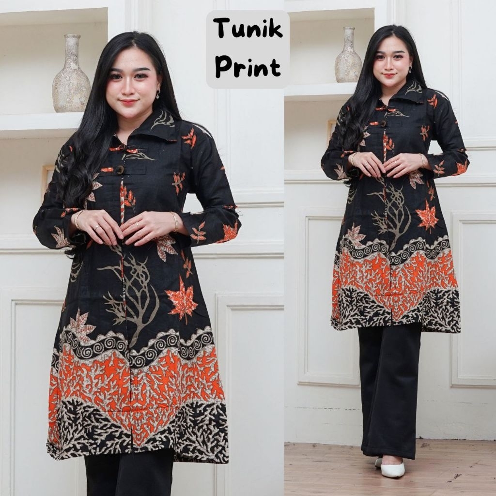 Tunik Printing motif Batik Terkini Tunik Wanita