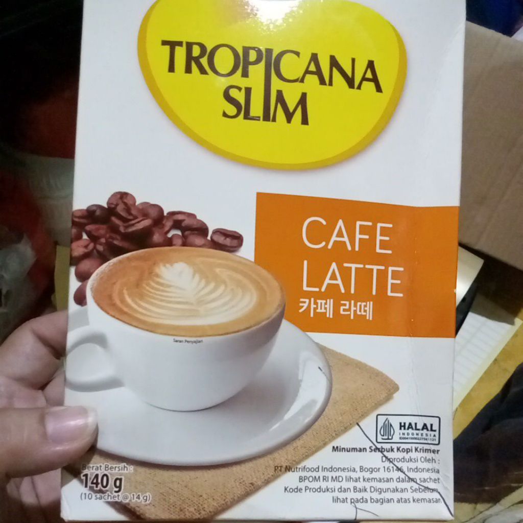

Tropicana Slim Cafe Latte, Minuman serbuk kopi krimer, 140 g (10 saset)