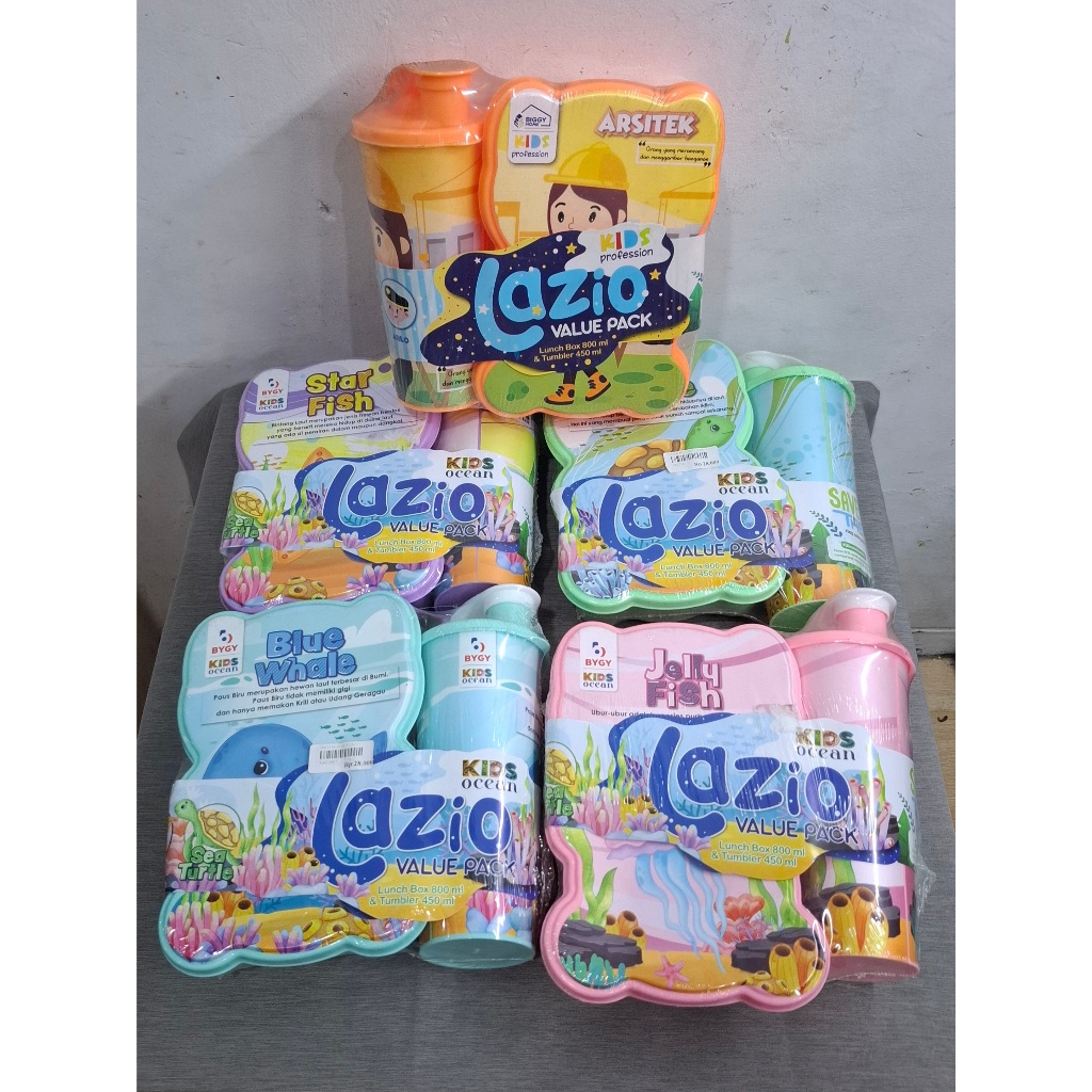 LANCH BOX SET LAZIO KOTAK MAKAN DAN BOTOL TEMPAT MAKAN SET ANAK