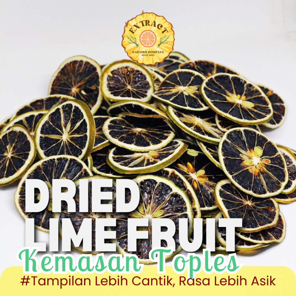 

[BUKAN KERIPIK] Premium Dehydrated Lime Slice Kemasan Toples / Dried Lime / Jeruk Nipis Kering / Infused Water Pack / Garnish / Buah Kering by Extract Garnish Company