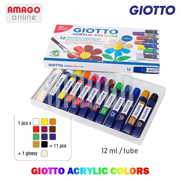 

KODE V63E GIOTTO Acrylic Colors Paint Cat Akrilik Cat Lukis 12 warna x 12 ml 359
