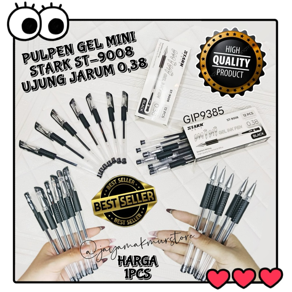 

(1PCS) PULPEN GEL STARK ST-9008 / PEN GEL WARNA HITAM 0,38MM / PENA GEL MINI STARK / BOILPOINT MINI GEL INK PEN / GIP9385