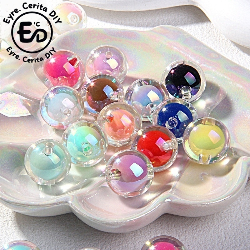 16mm Manik Manik Bulat Kristal Transparan Manik Akrilik Spacer Warna Warni Bening