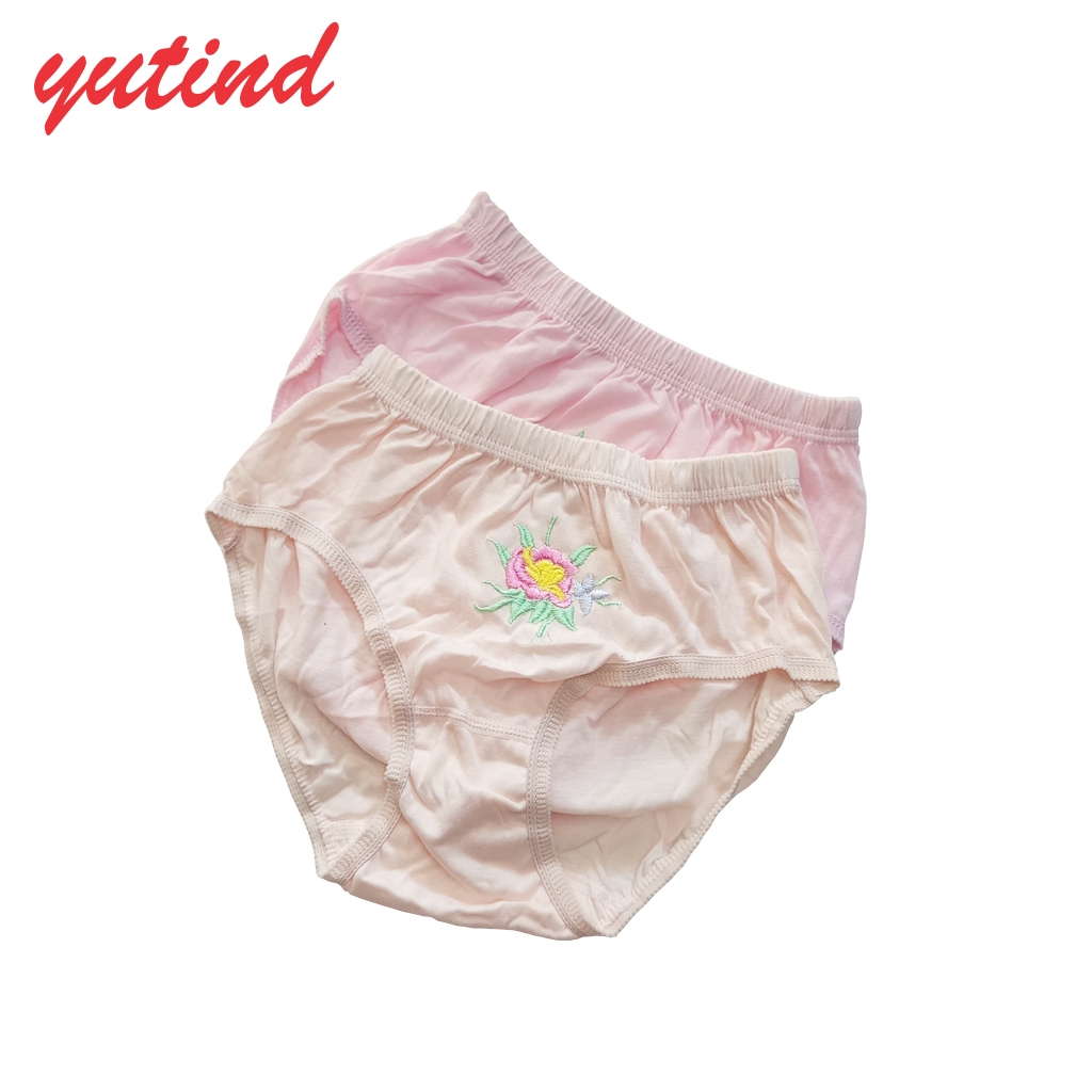 ( 12pc ) CD Yutind Bordir | Celana Dalam Wanita Motif Bordir Bunga Karet Kerut - SKBY