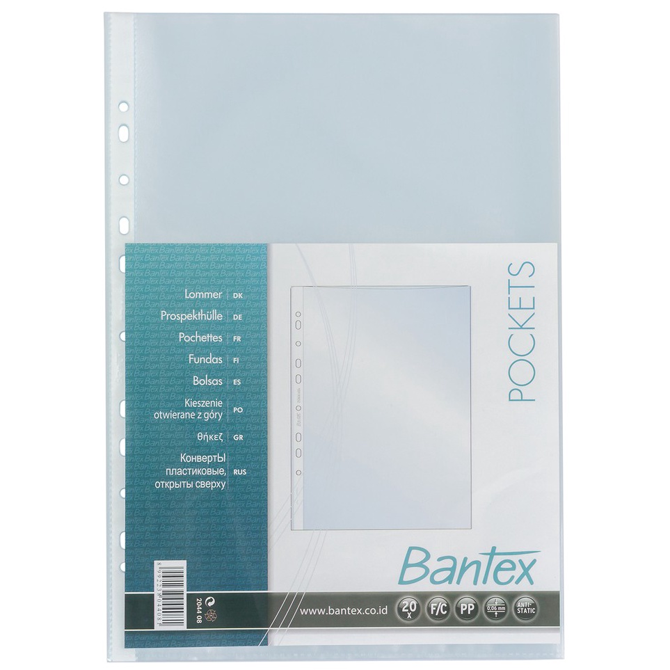 

KODE I28G Bantex Pocket Antiglare 2 Sheets 6mm thickness Folio 844 8