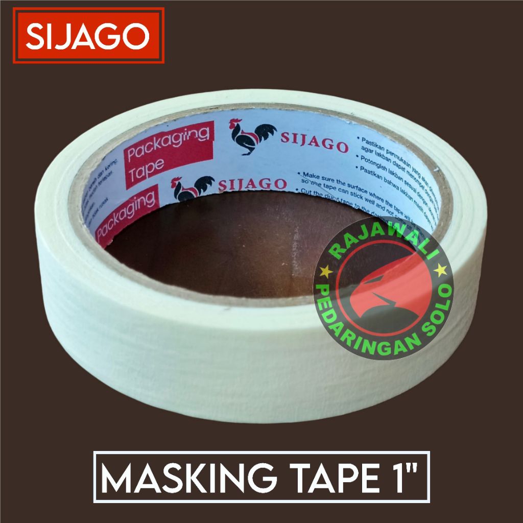 

Masking Tape Tanggung Sijago 23mm - Isolasi Kertas - Lakban kertas