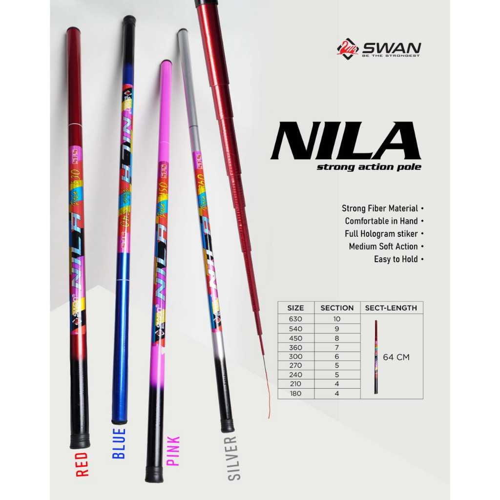 Joran Pancing Tegek/Joran Pancing Pool SWAN Nila Pole RUAS PANJANG (Lentur)