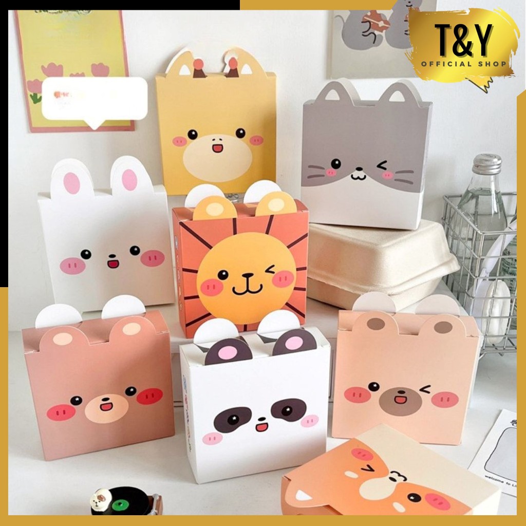 

T&Y Goodie Box Hampers Gift Cute Animal Series Dus hadiah Snack Permen Kue karakter kartun lucu Paper Box Ultah Kids Tas Box Bingkisan Ulang tahun