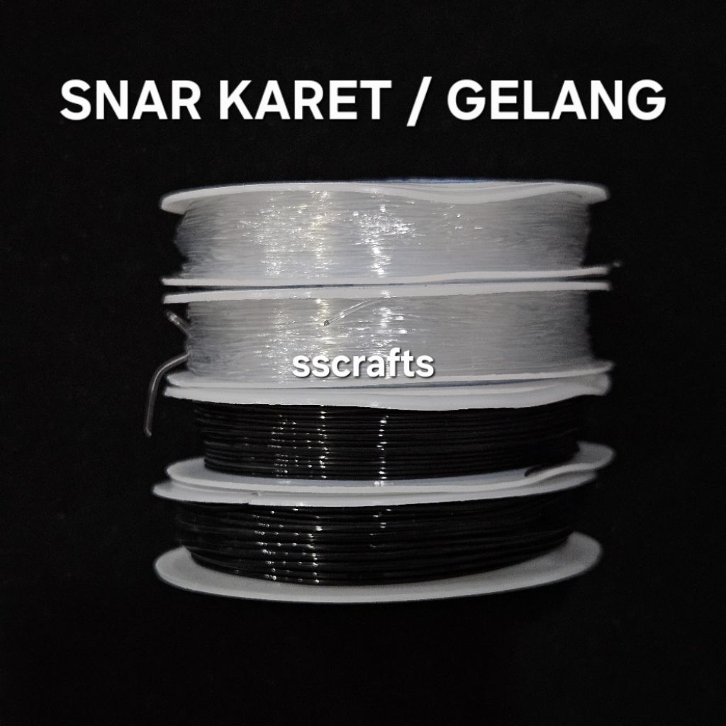 TALI SENAR ELASTIS/ TALI KARET TRANSPARAN / HITAM CRYSTAL TEC / CRISTALINE / UNTUK GELANG MANIK 0.6 