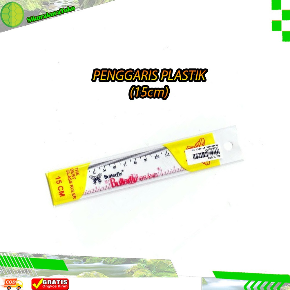 

(sko) PENGGARIS PLASTIK 15 CM / PENGGARIS Mika 15 CM / Mika Glass Ruller BUTTERFLY ORIGINAL