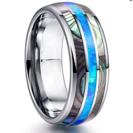 Cincin Stainless Steel Colorful Abalone Shell Inlay