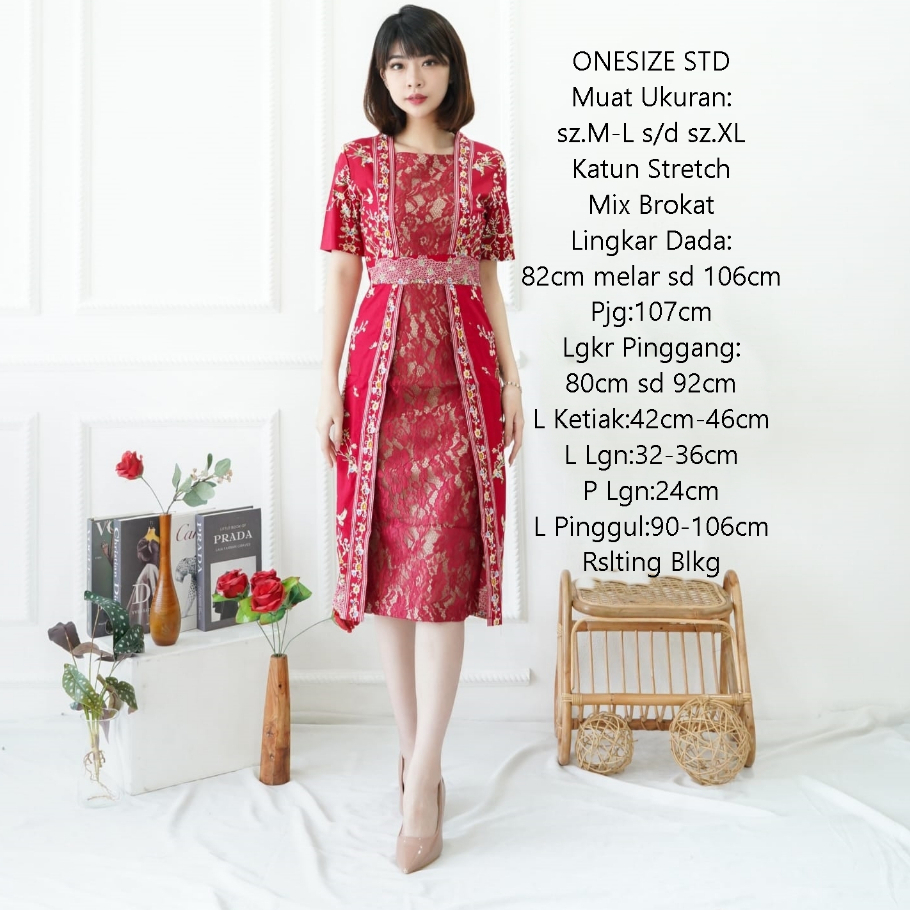 Dress Batik Halus Midi Bodycon KAtun Stretch fit to L NG532