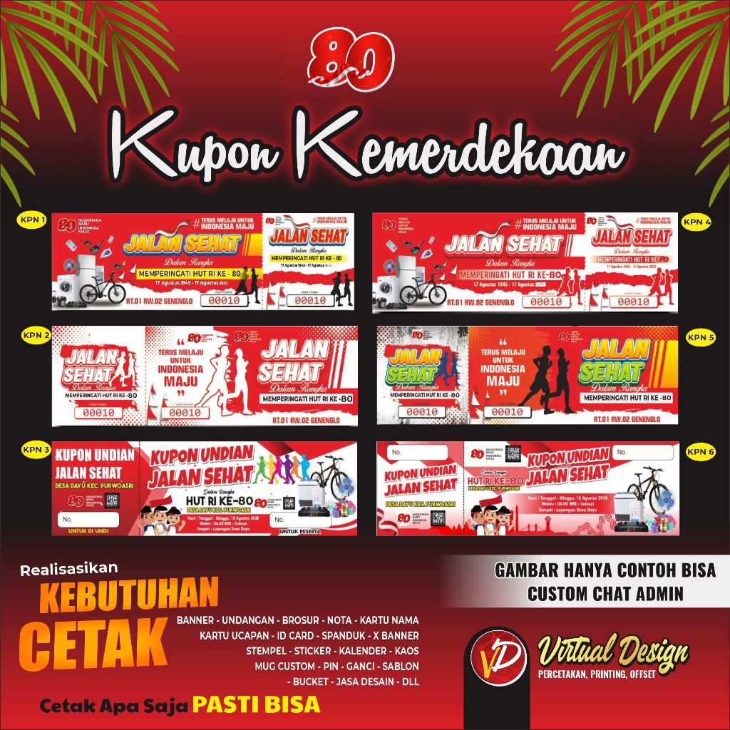 (free design) KUPON UNDIAN/ KARCIS PARKIR/ KUPON JALAN SEHAT / TIKET SOBEK / TIKET WISATA/ TIKET EVE