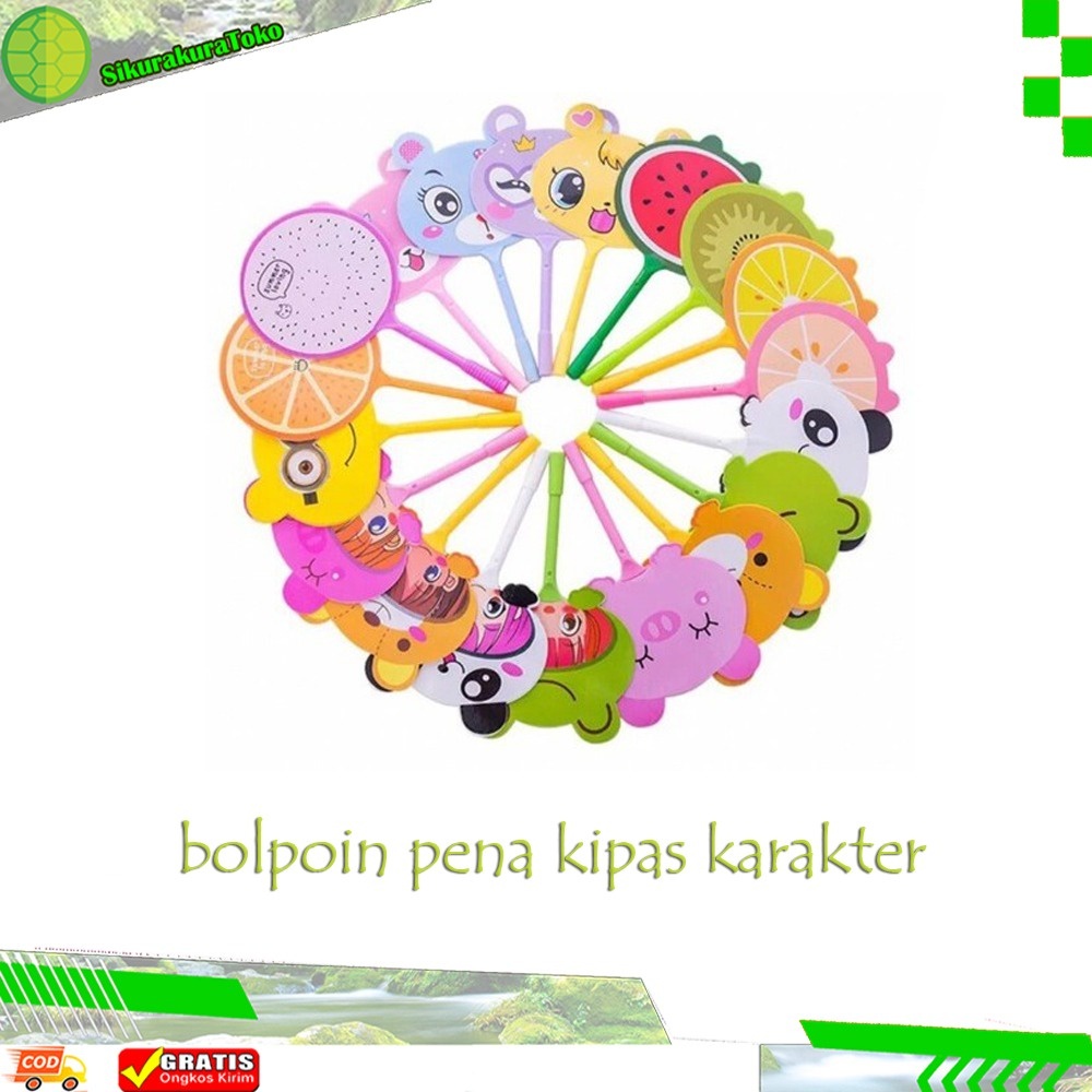 

(sko) Bolpoin Pena Kipas Karakter Lucu Animal Buah Pulpen Bolpen
