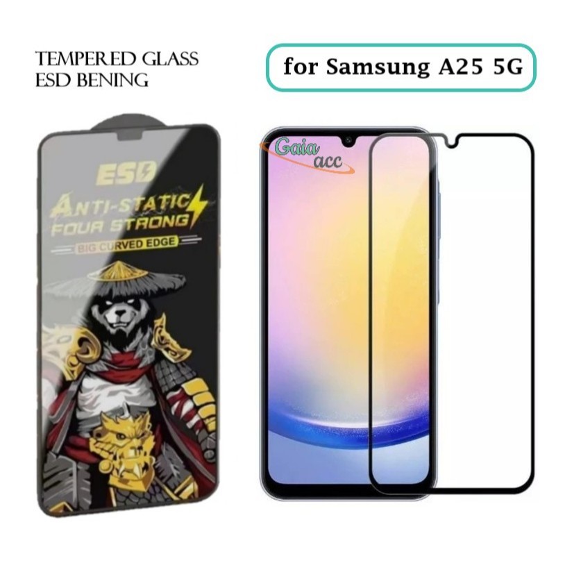 SAMSUNG A25 TEMPERED GLASS PREMIUM -TG ANTI STATIC ESD Tempered Glass ESD Full Cover Anti Static