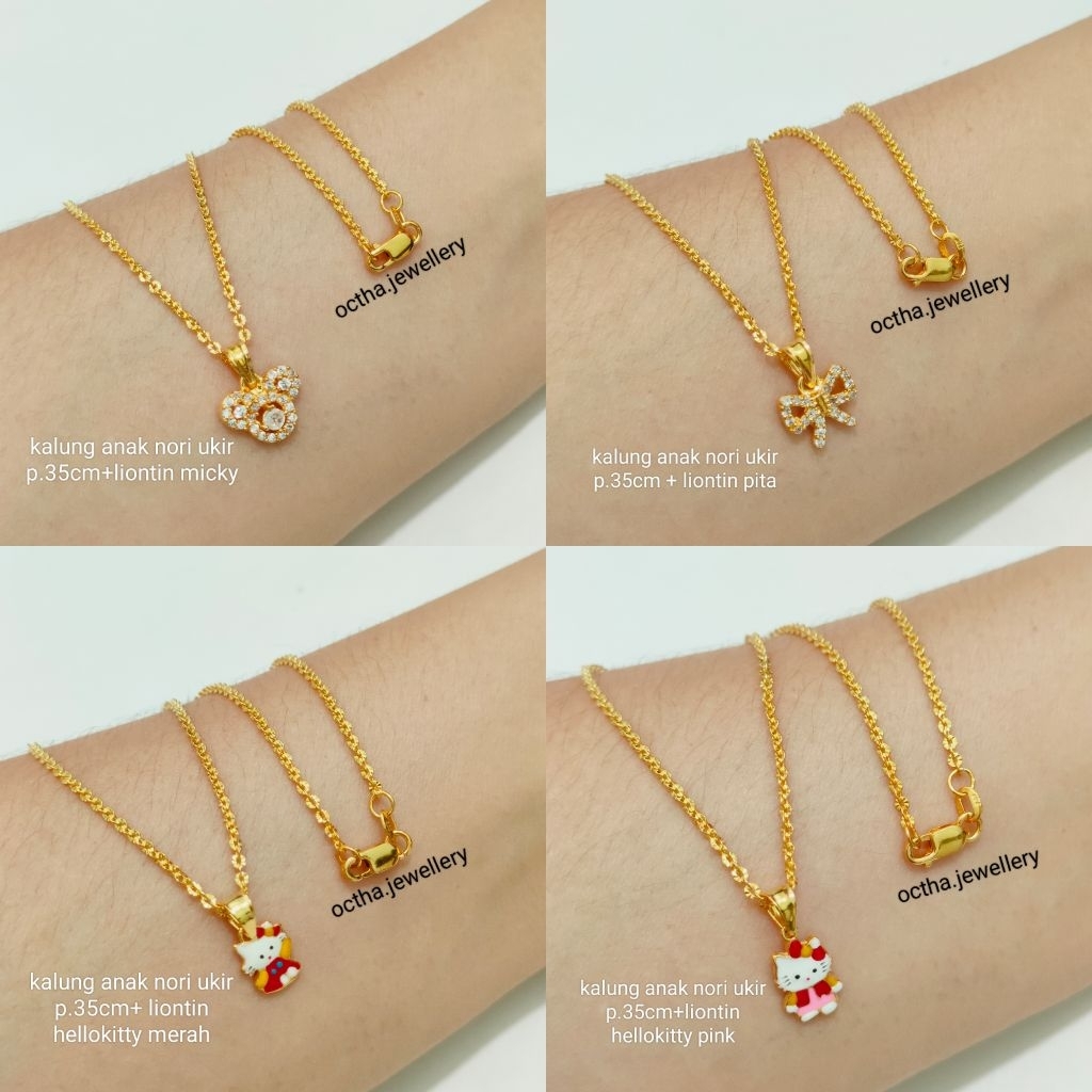 KALUNG ANAK NORI UKIR SET LIONTIN PERAK 925 ASLI LAPIS MAS