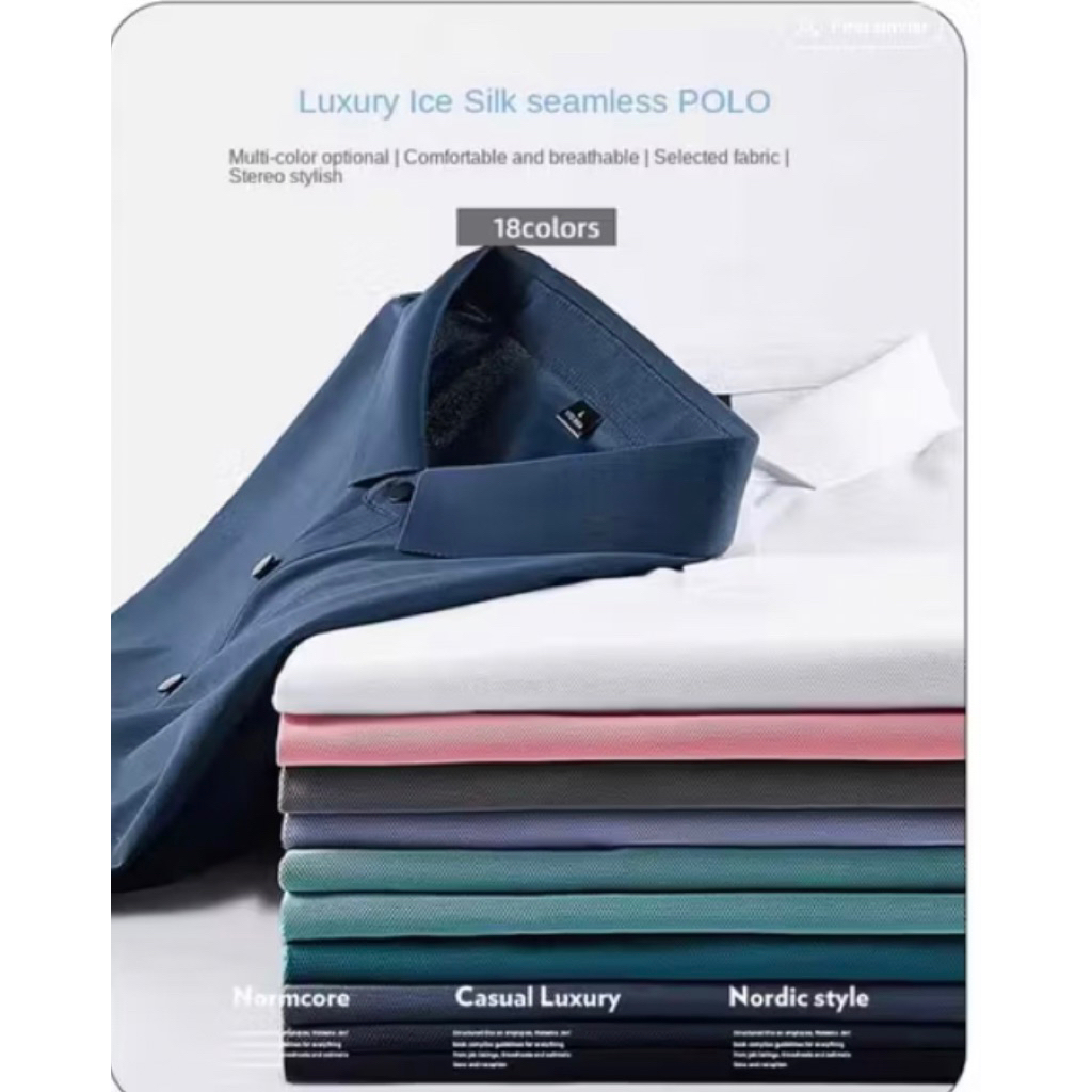 kaos kerah polo pria dry fit seamless original ice silk tanpa jahitan  Kaos Kerah Pria olah raga run